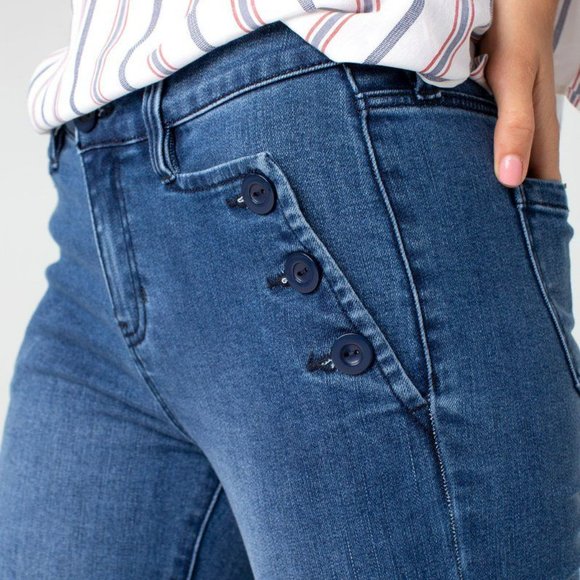 RARE Super Cute Liverpool Abby The Ankle Skinny Sailor Jeans in Medium Blue 10 - Picture 1 of 15